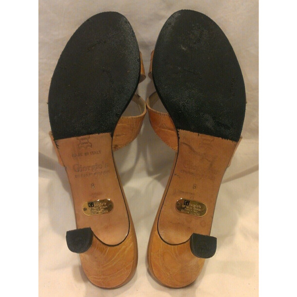 Giorgio's of Palm Beach Orange Tan Alligator Strappy Heels Shoes size 8 M - Picture 6 of 7